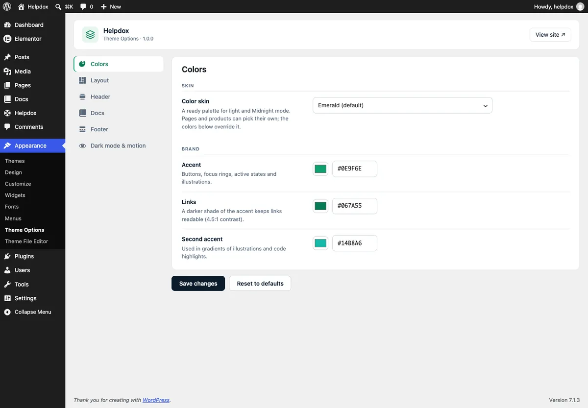 Theme Options