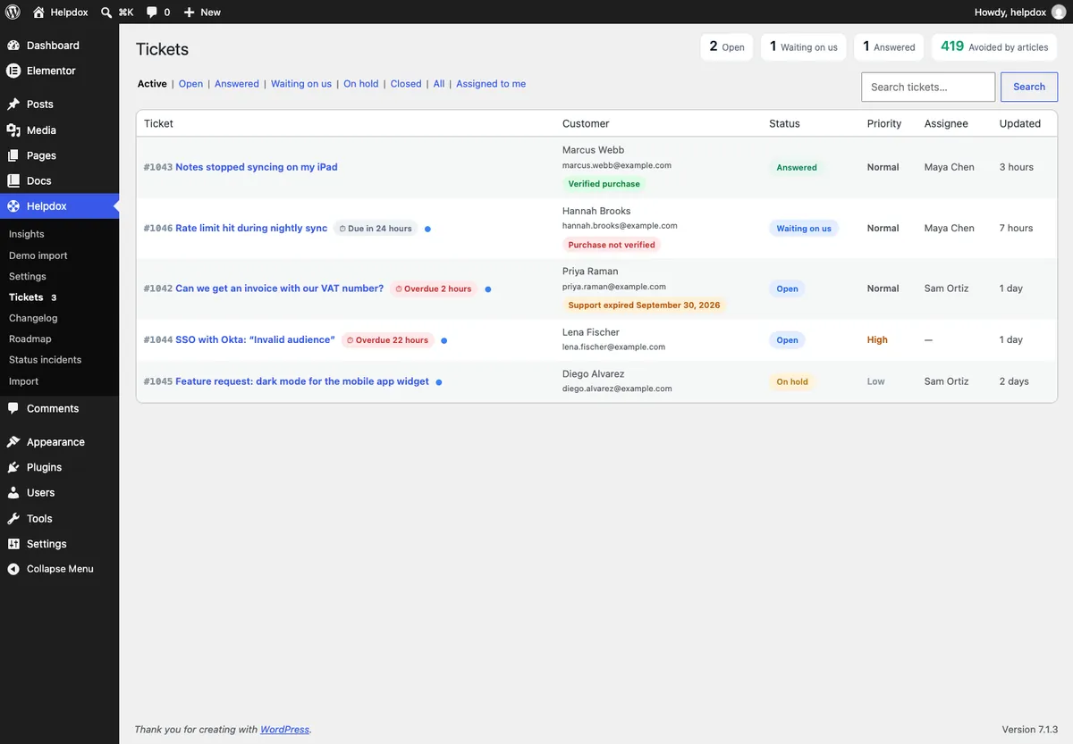Helpdox → Tickets